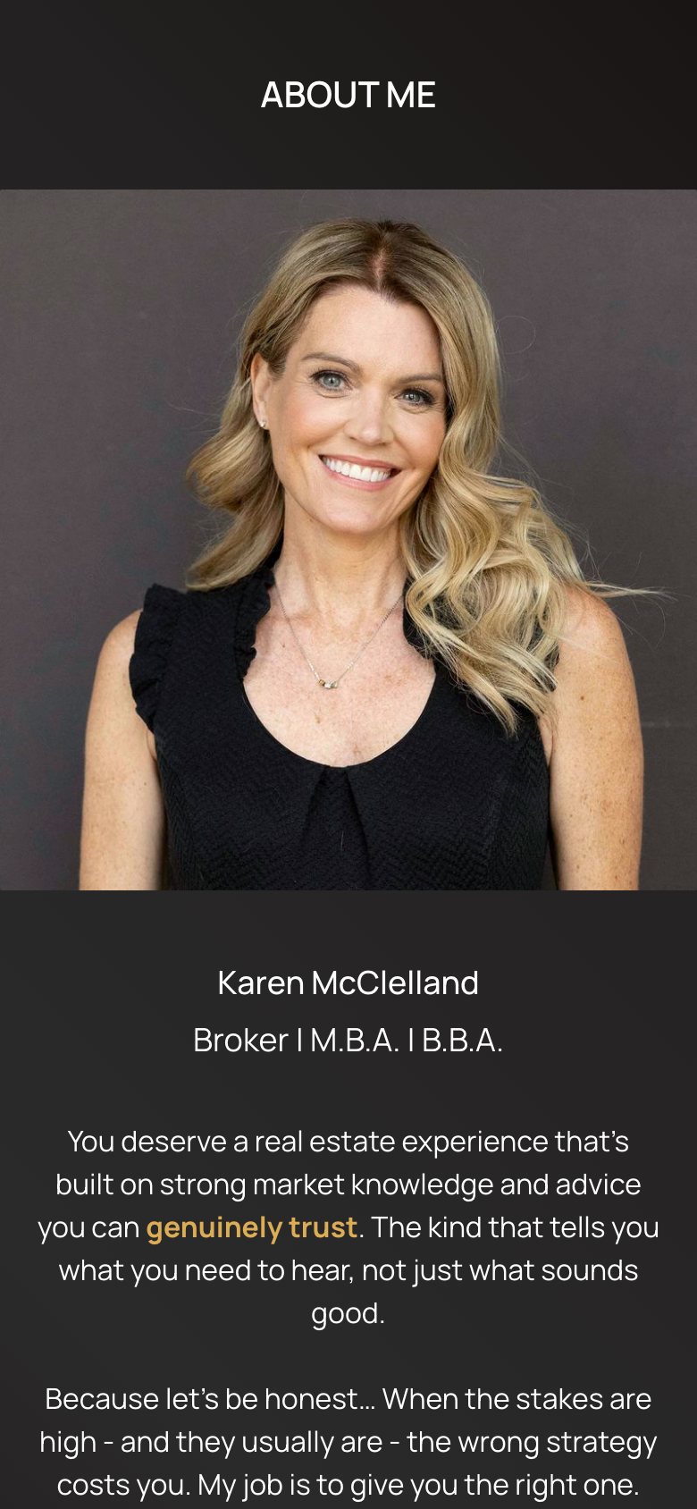 Karen McClelland — мобільна версія, екран 2