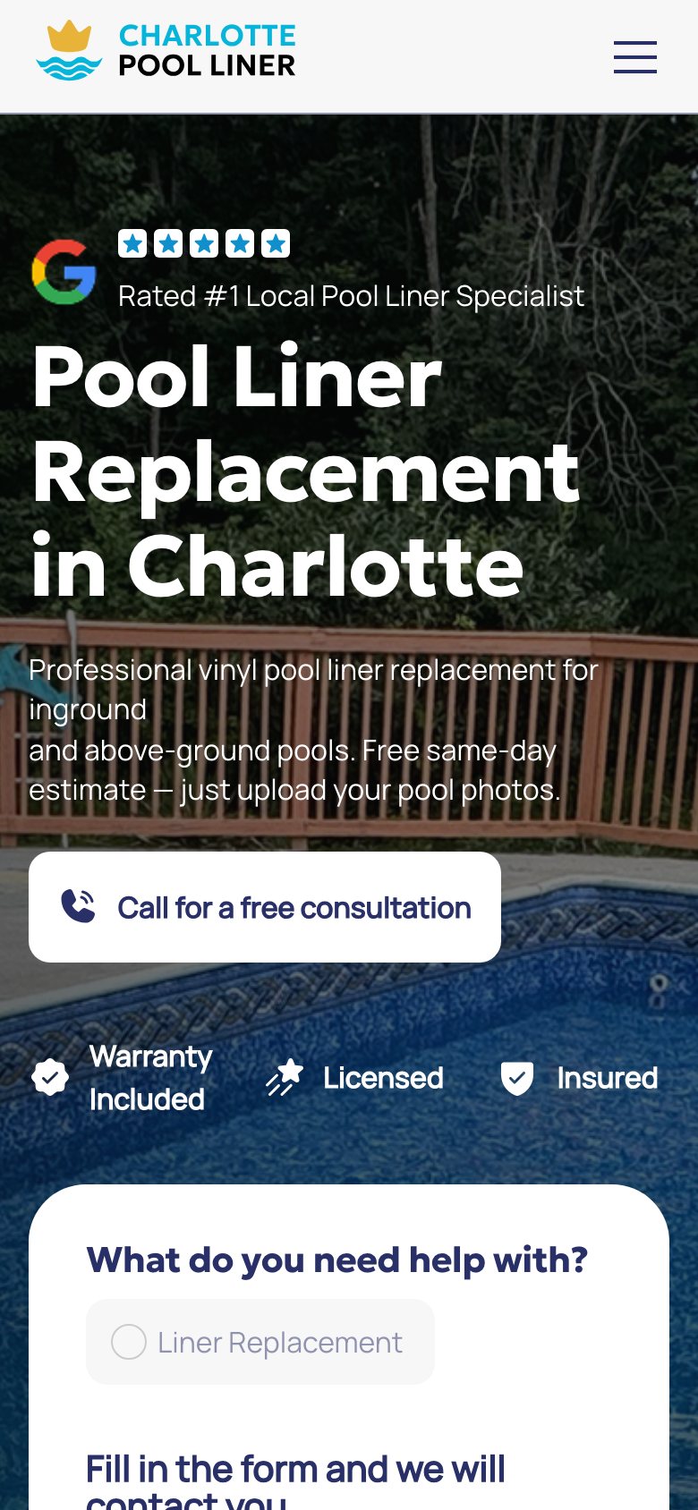 Charlotte Pool Liner — мобільна версія, екран 1