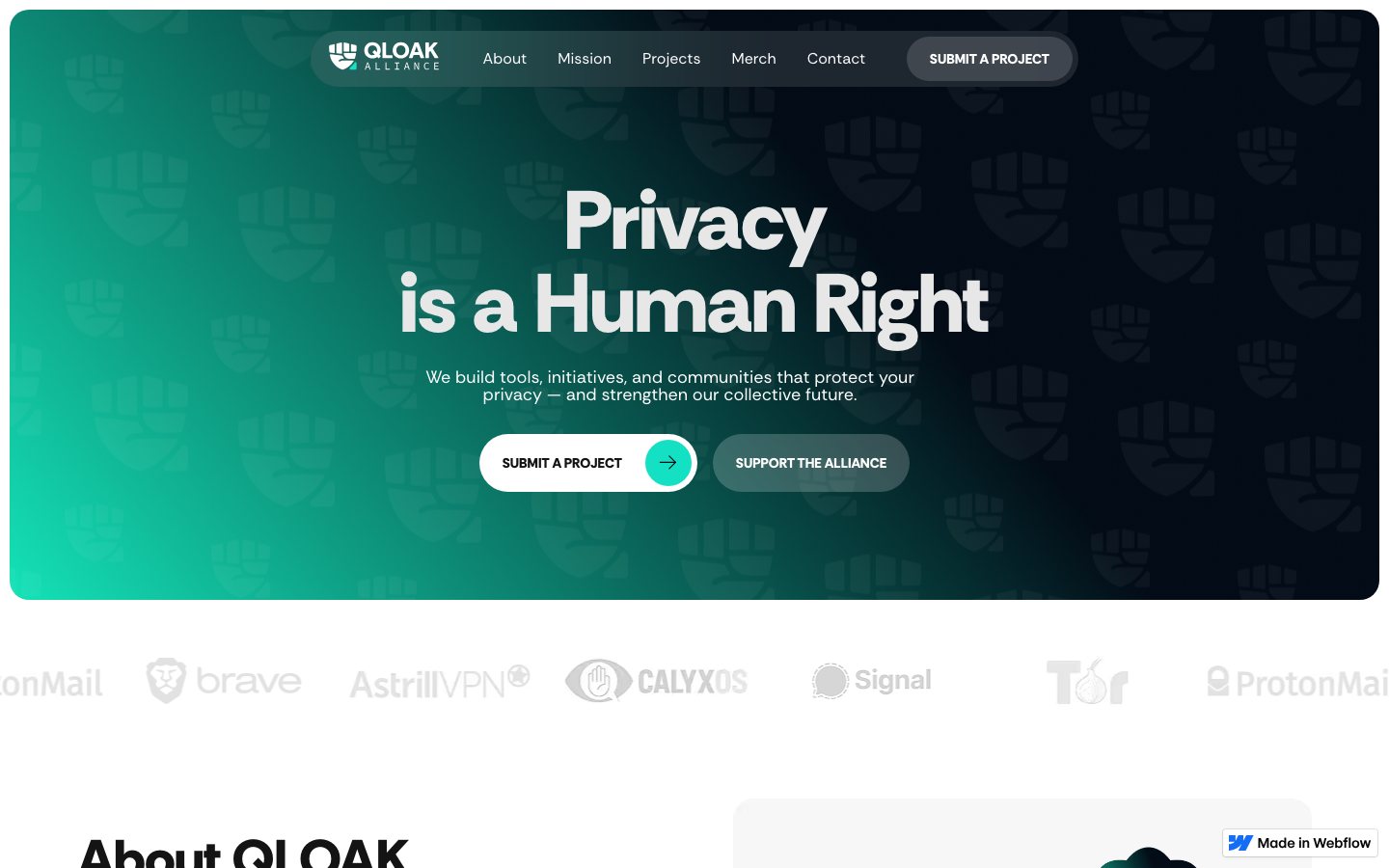 Сайт QLOAK Alliance