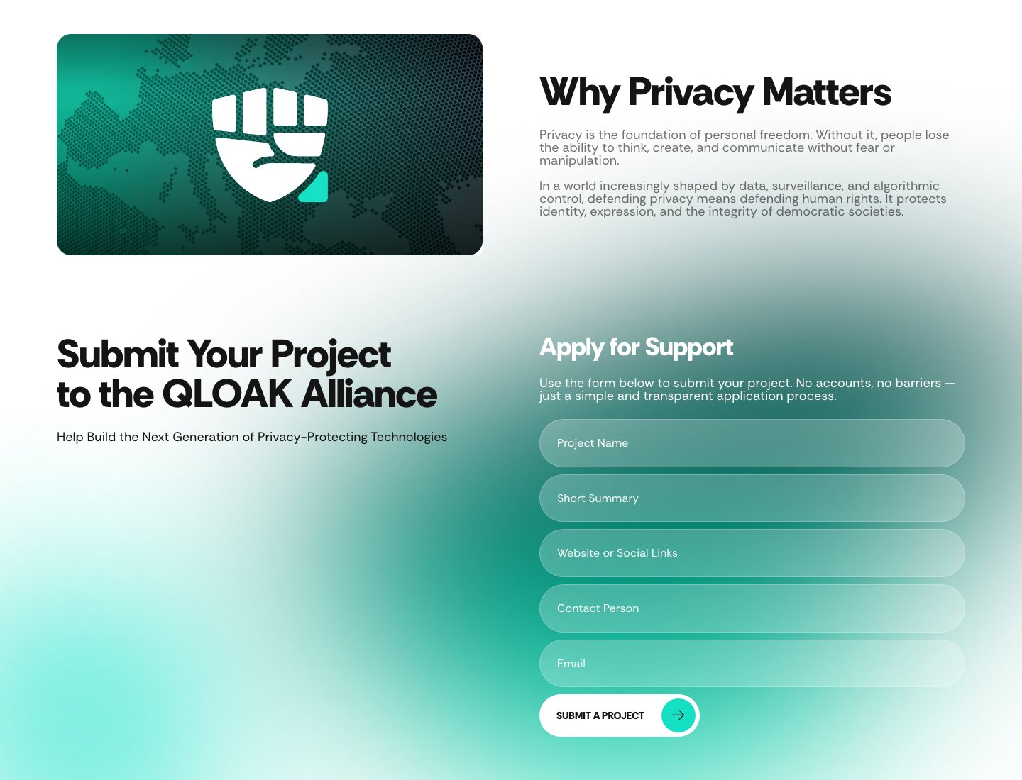 QLOAK Alliance — екран 1