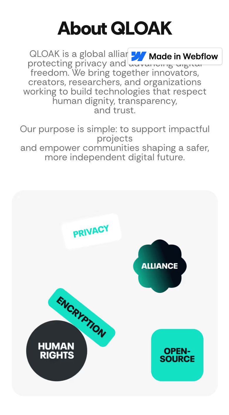 QLOAK Alliance — мобільна версія, екран 2
