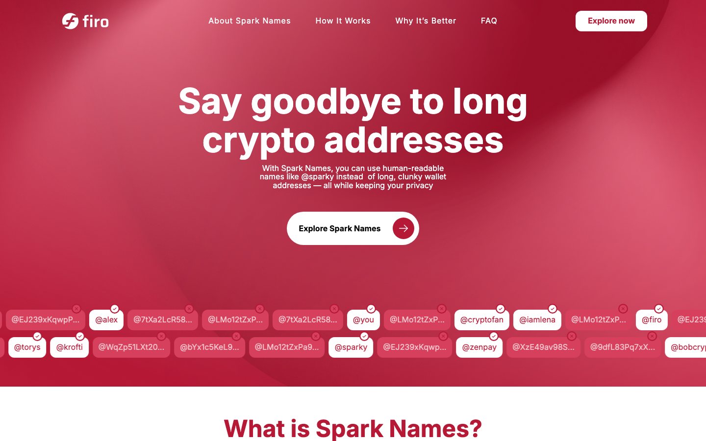 Сайт Firo Spark Names